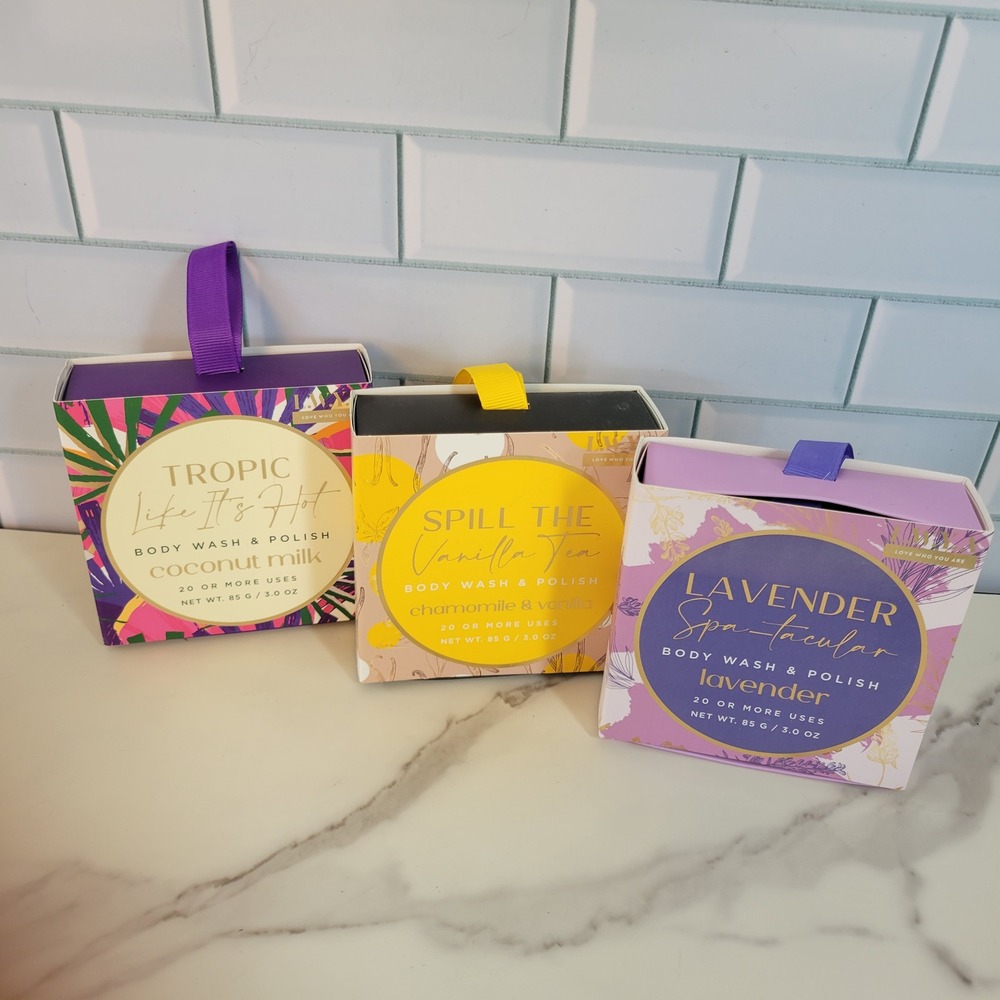 Love Who You Are L.W.Y.A. Body Wash & Polish 3 Pack Coconut Vanilla Lavender 3oz